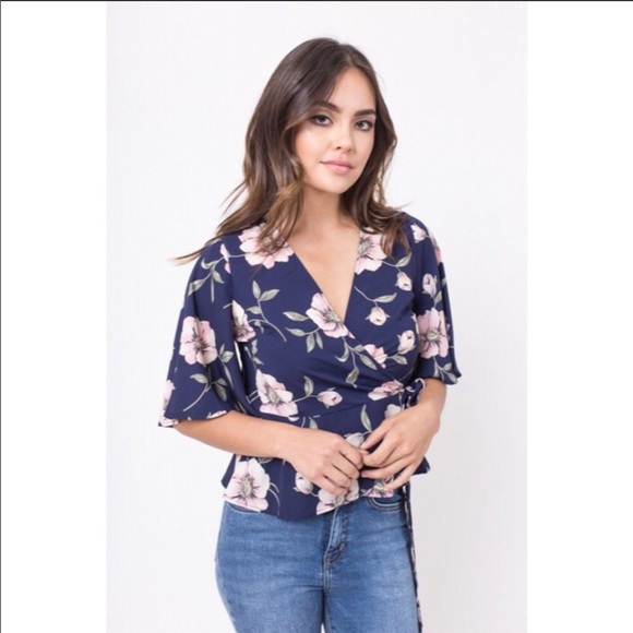 Floral Wrap Top - Picture 4 of 6